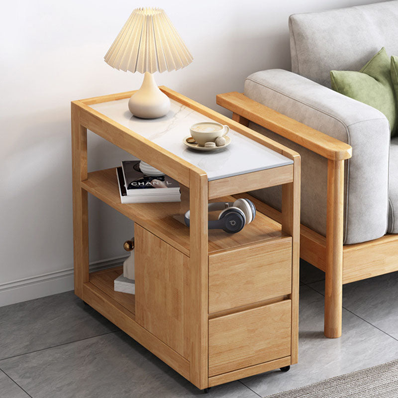 Minimalist Marble Wood 3-Tier Side Table