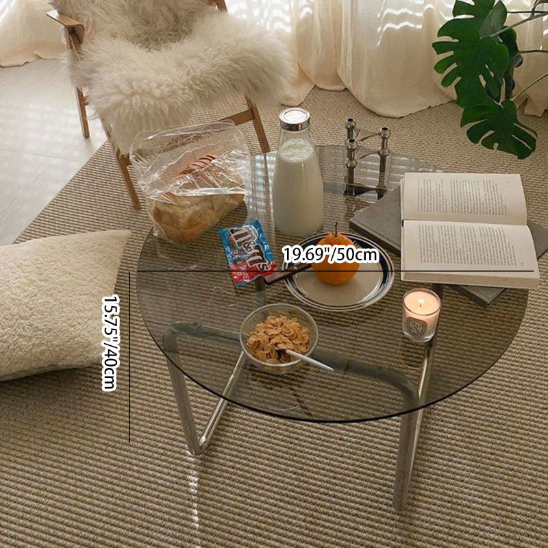 Scandinavian Round Glass Steel Coffee Table