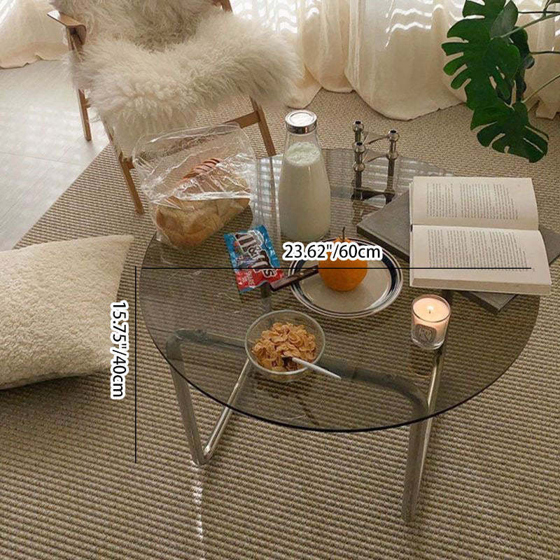 Scandinavian Round Glass Steel Coffee Table