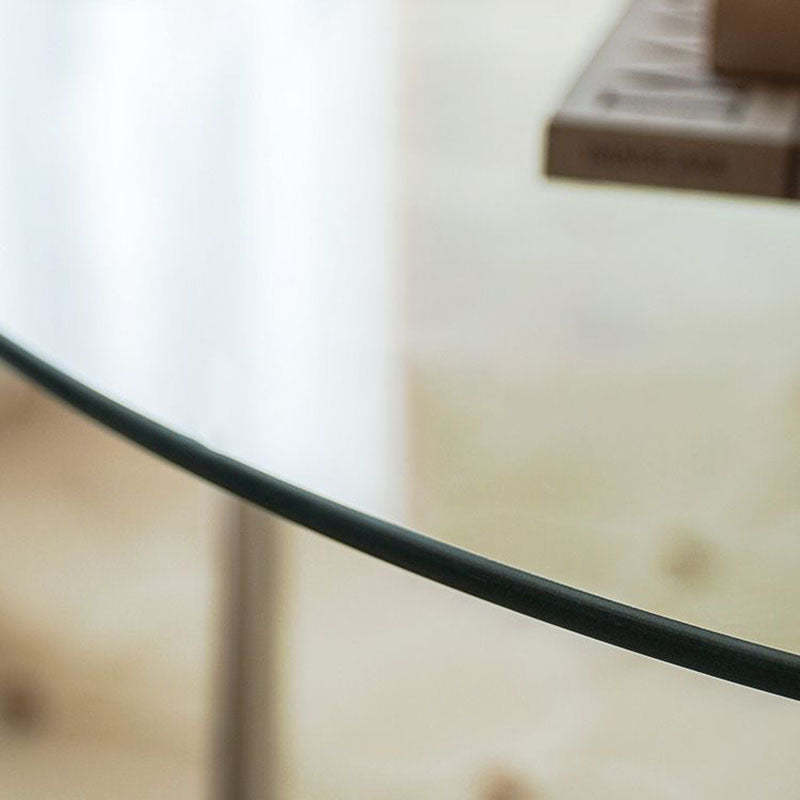 Scandinavian Round Glass Steel Coffee Table