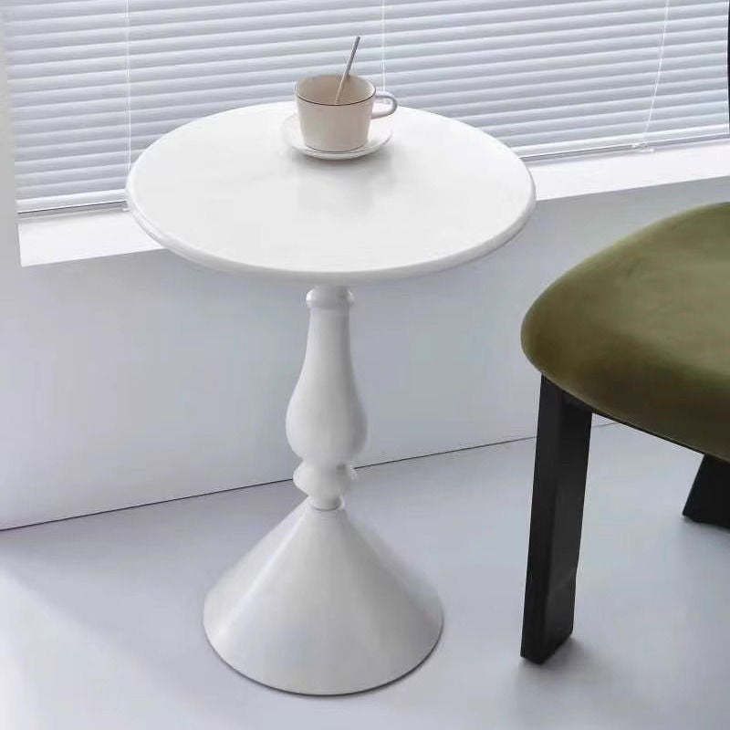 White minimalist cone round end & side tables