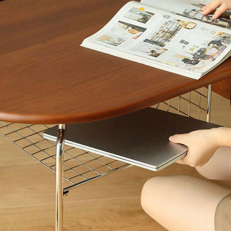 Japanese Wood Stainless Steel Coffee Table 1-Drawer
