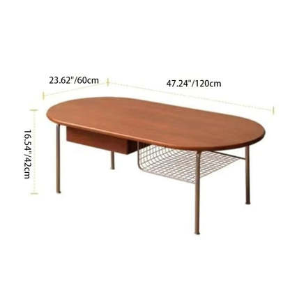 Japanese Wood Stainless Steel Coffee Table 1-Drawer — Black