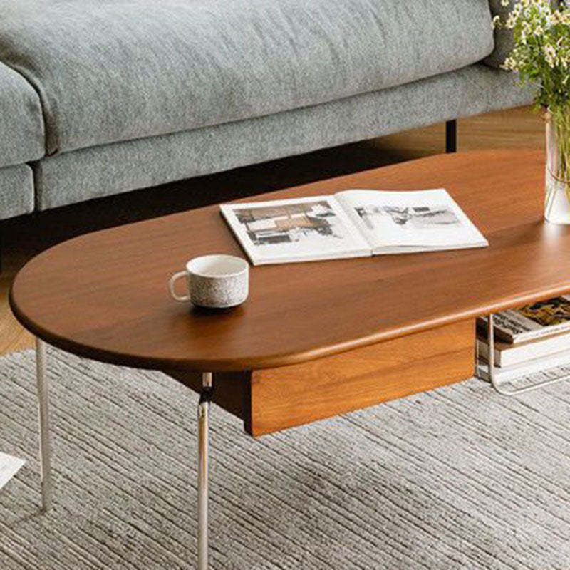 Japanese Wood Stainless Steel Coffee Table 1-Drawer