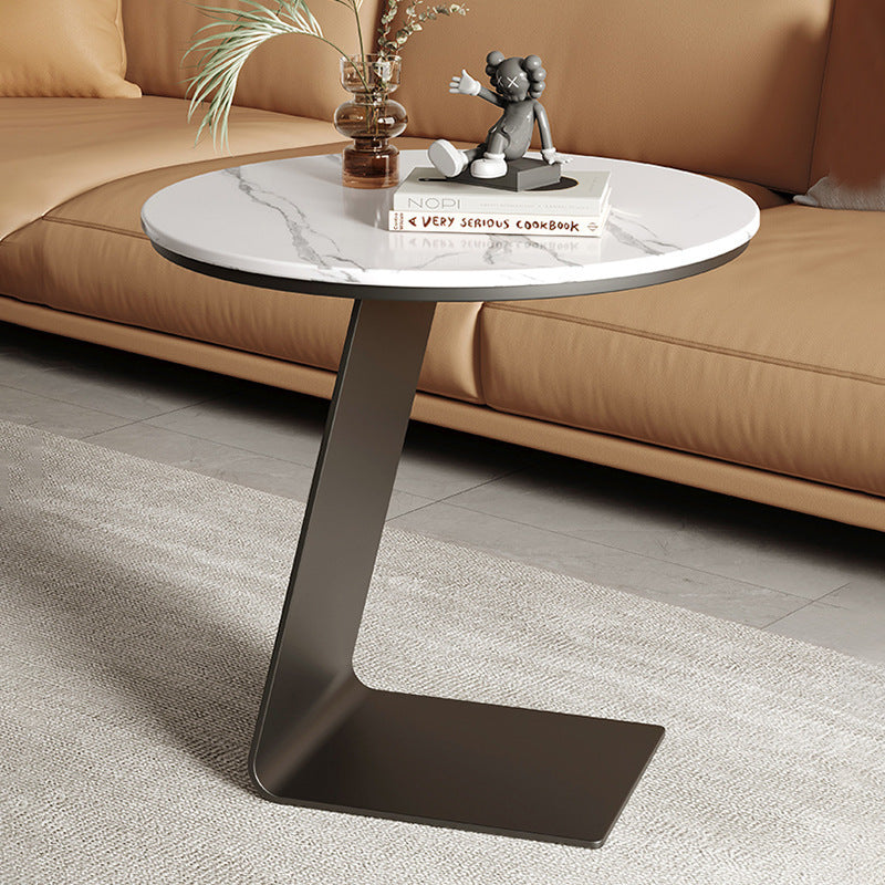 L-Shape Marble Steel Side Table