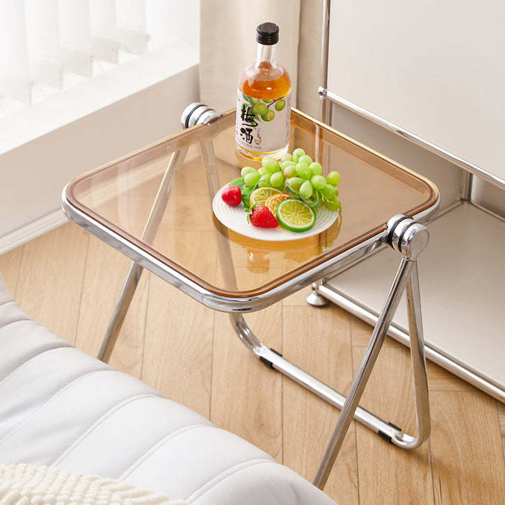 Minimalist Acrylic Plated Metal Side Table