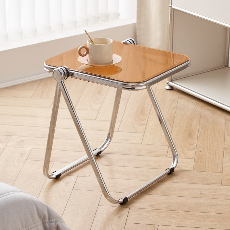 Minimalist Acrylic Plated Metal Side Table — Clear