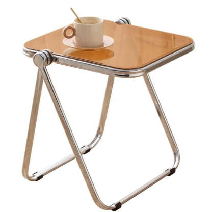 Minimalist Acrylic Plated Metal Side Table