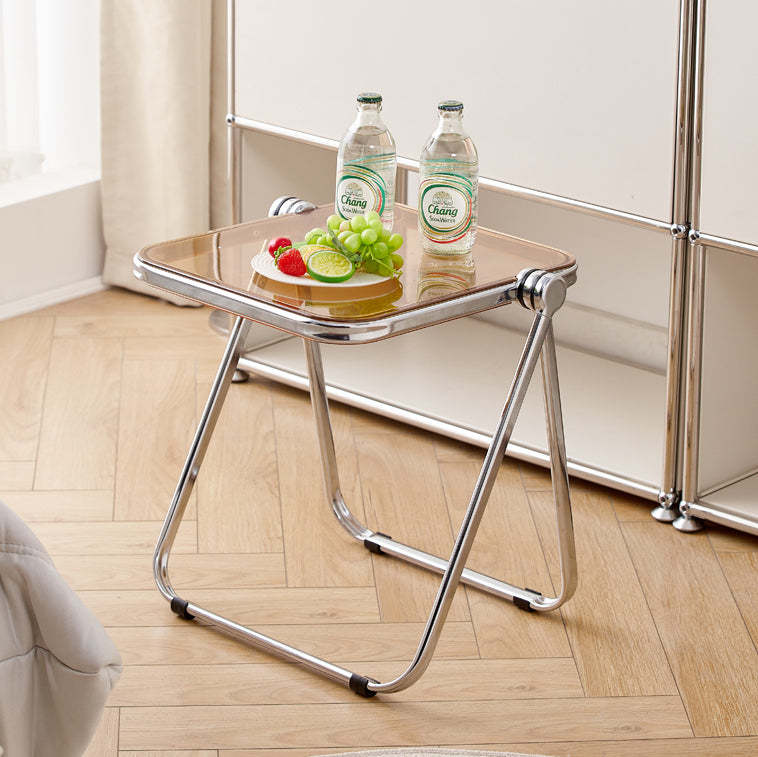 Minimalist Acrylic Plated Metal Side Table