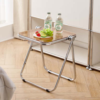 Minimalist Acrylic Plated Metal Side Table