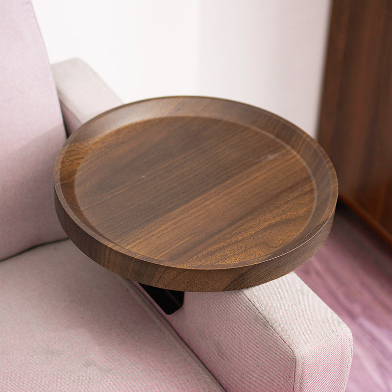 Round Wood Metal Side Table