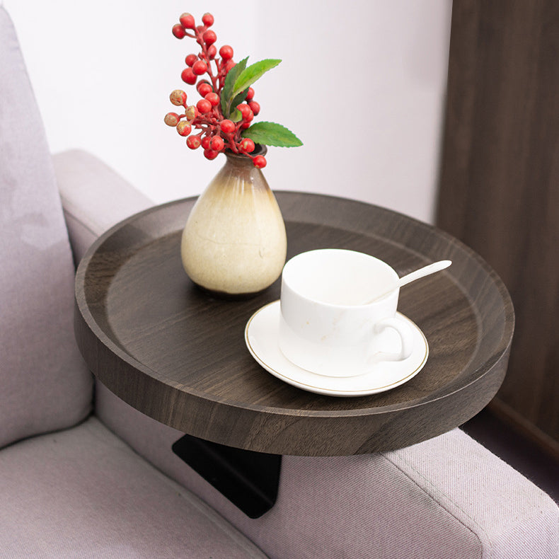 Round Wood Metal Side Table
