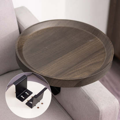 Round Wood Metal Side Table