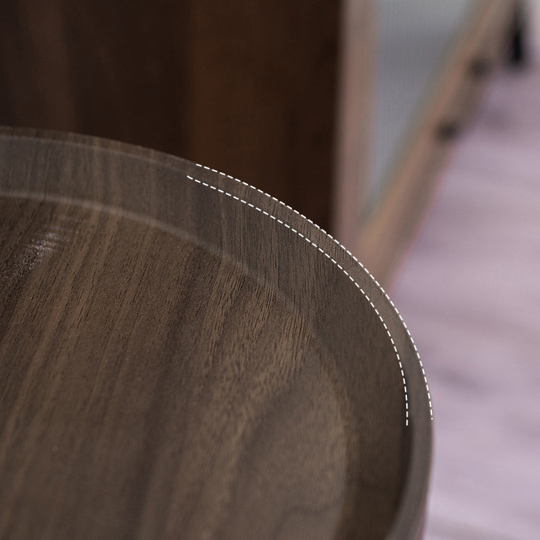 Round Wood Metal Side Table