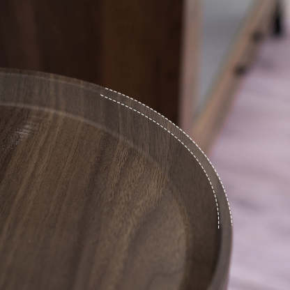 Round Wood Metal Side Table