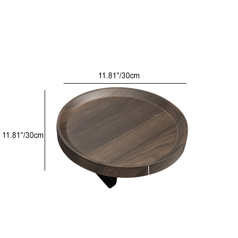 Round Wood Metal Side Table