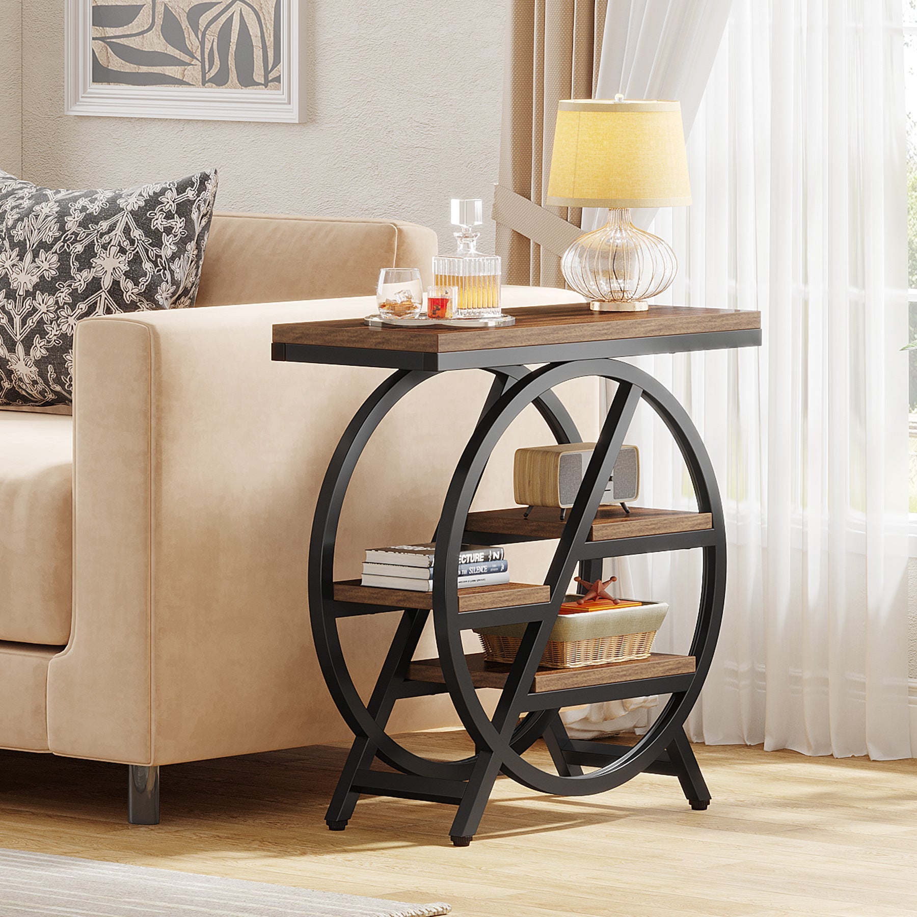 Vintage Metal 4-Tray Side Table