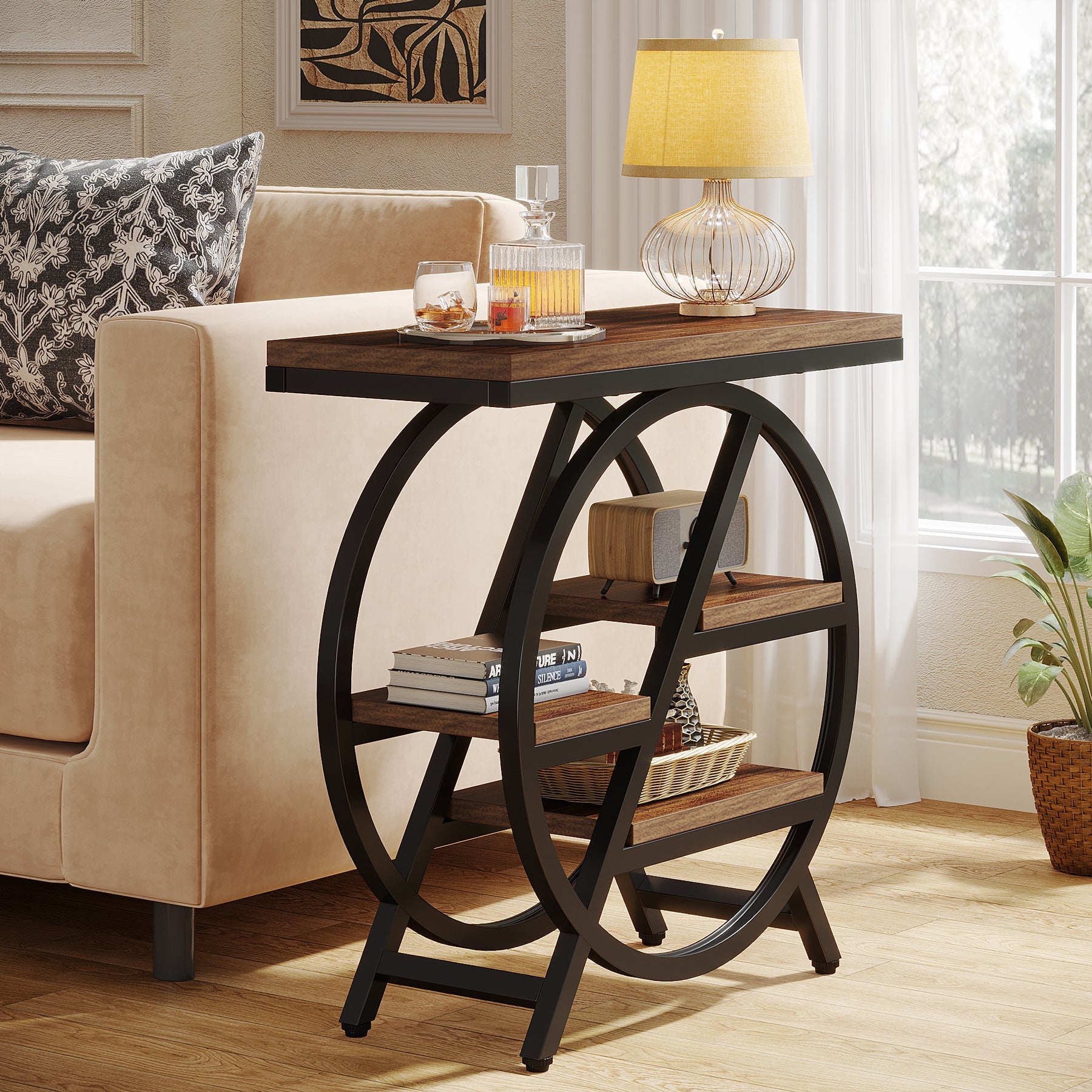 Vintage Metal 4-Tray Side Table