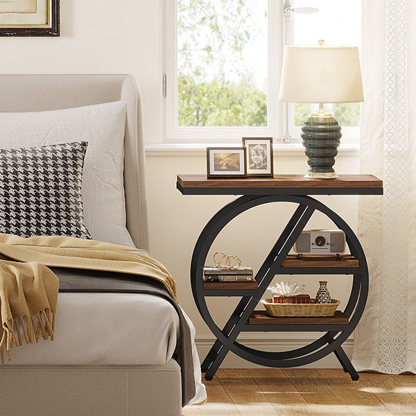 Vintage Metal 4-Tray Side Table — Grey