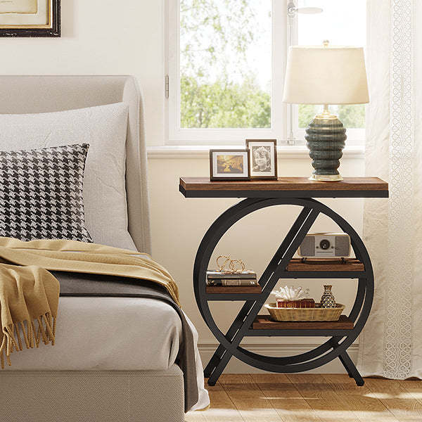 Vintage Metal 4-Tray Side Table — Grey