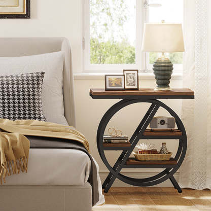 Vintage Metal 4-Tray Side Table — Grey