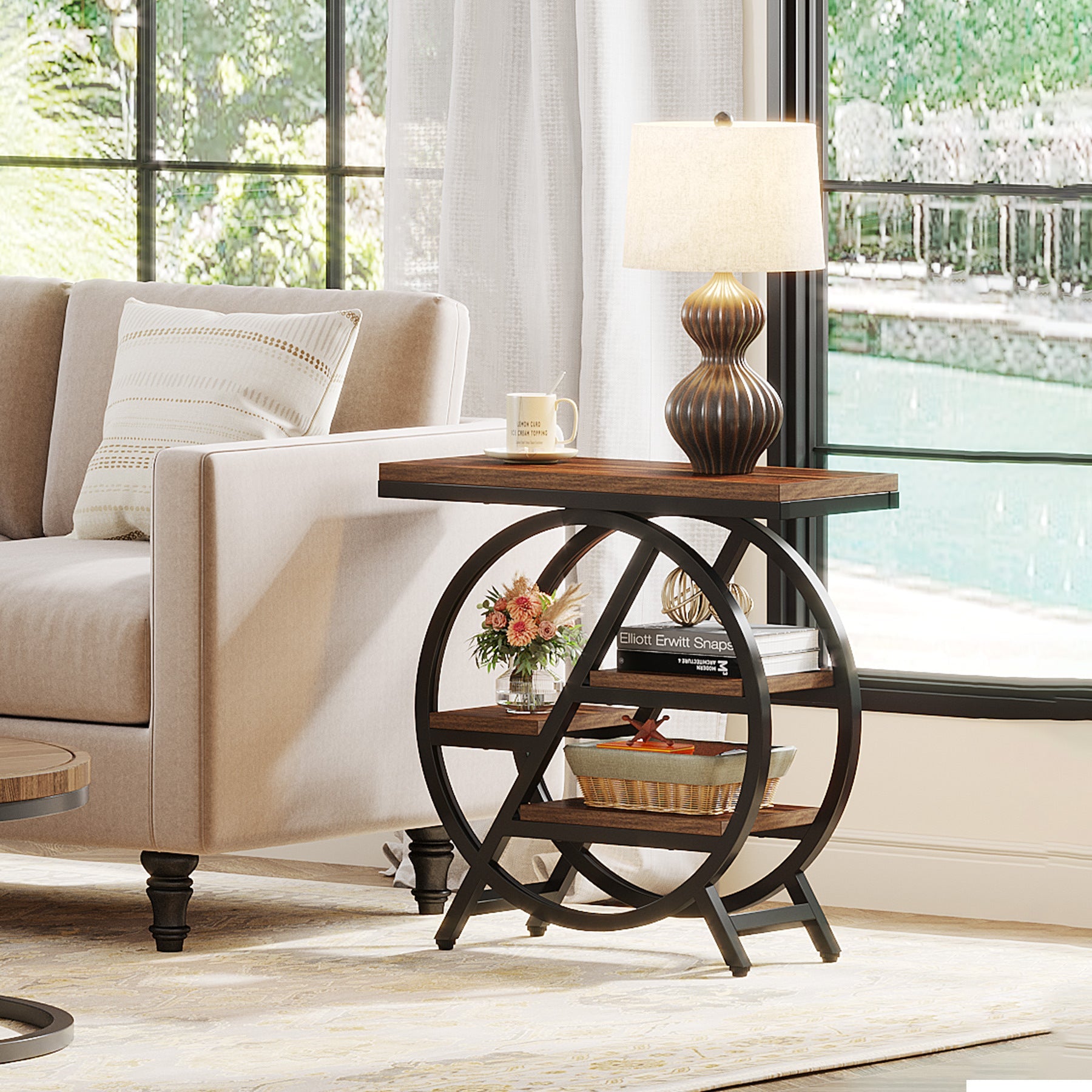 Vintage Metal 4-Tray Side Table