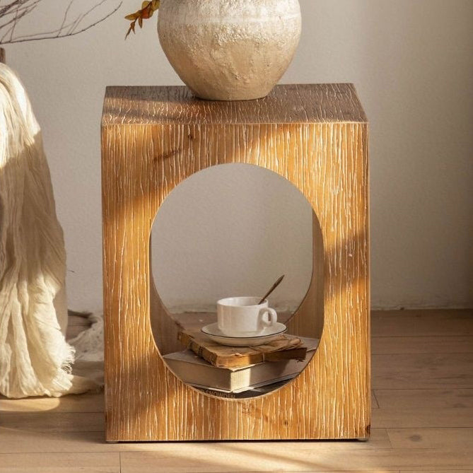 Japanese Solid Wood 2-Tier Side Table