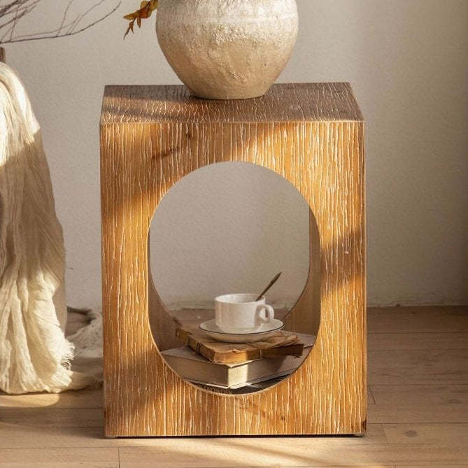 Japanese Solid Wood 2-Tier Side Table