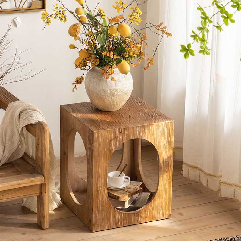 Japanese Solid Wood 2-Tier Side Table