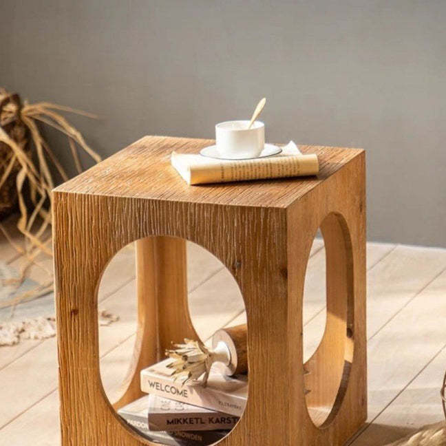 Japanese Solid Wood 2-Tier Side Table