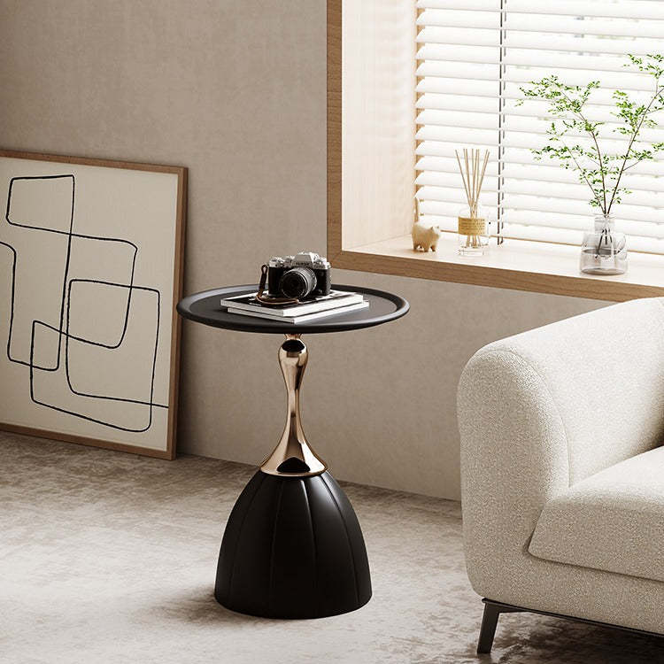 Scandinavian Lotus Stainless Steel Side Table — Black