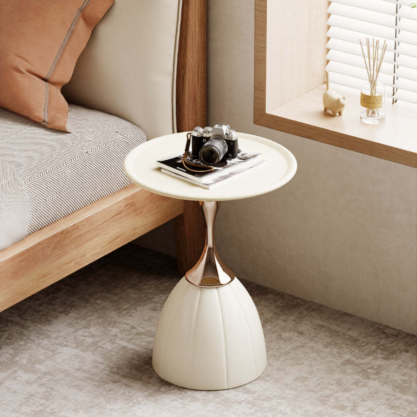 Scandinavian Lotus Stainless Steel Side Table — White