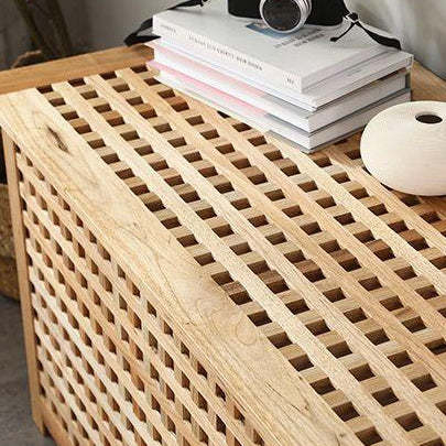 Scandinavian Lattice Wood 2-Tier Side Table