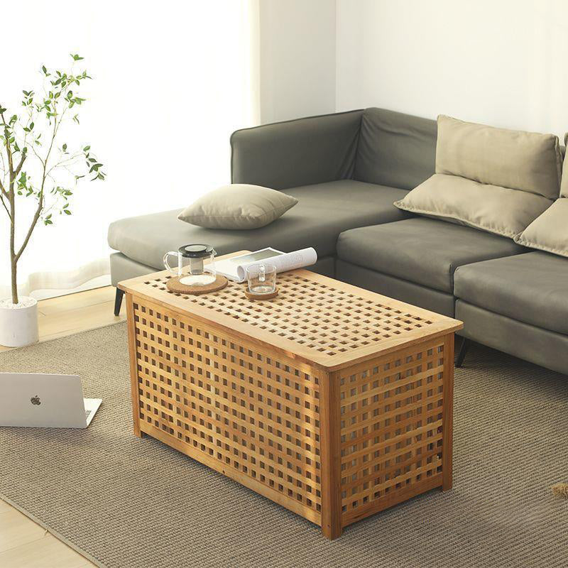 Scandinavian Lattice Wood 2-Tier Side Table