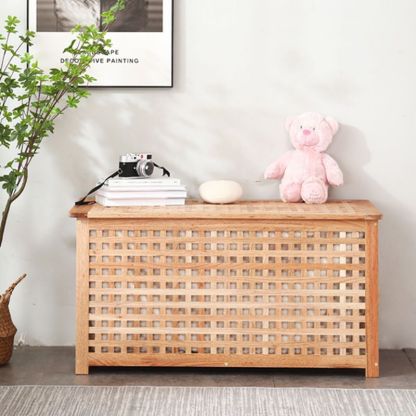 Scandinavian Lattice Wood 2-Tier Side Table — Original Wood Color