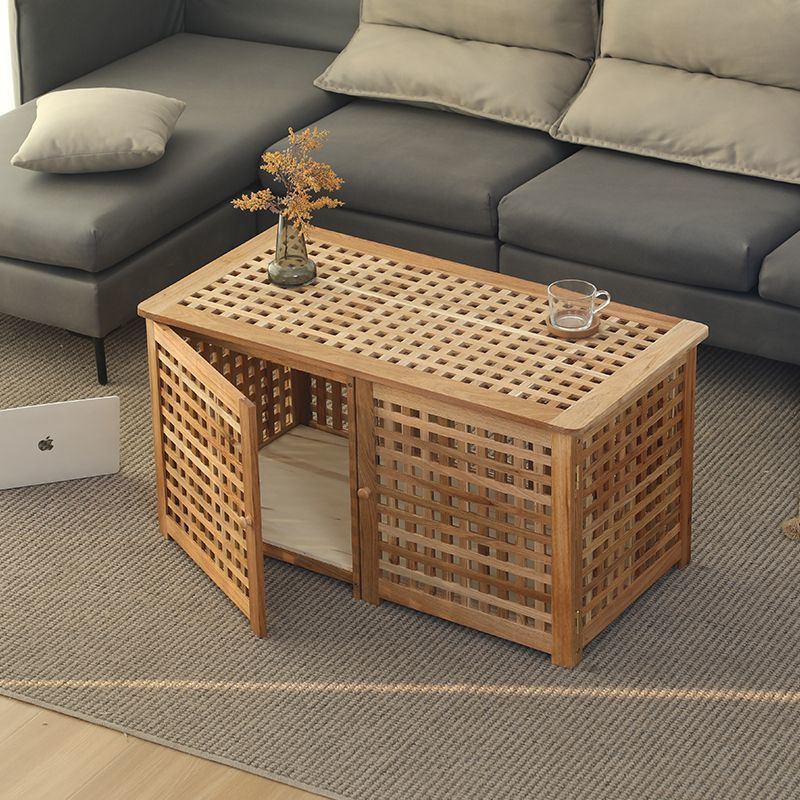 Lattice 2-tier wood end & side tables for living room