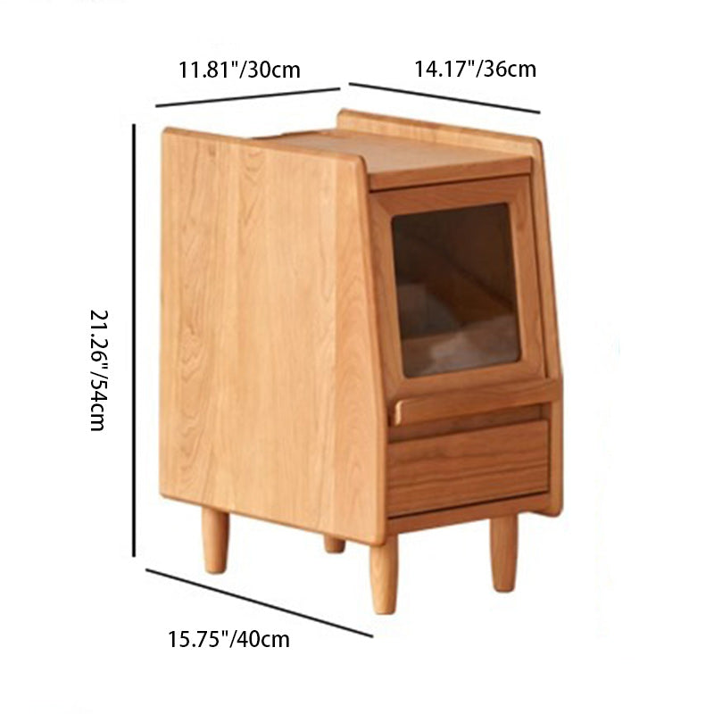 Japanese Solid Wood 2-Drawer Nightstand