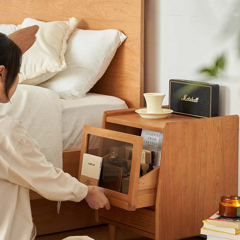 Japanese Solid Wood 2-Drawer Nightstand