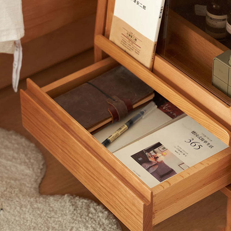 Japanese Solid Wood 2-Drawer Nightstand