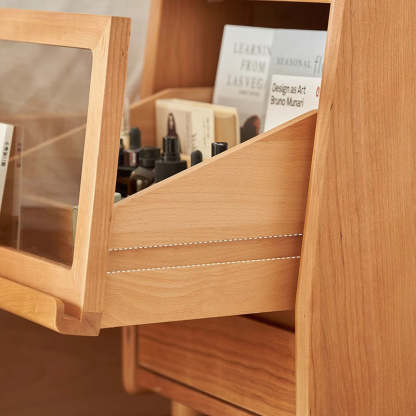 Japanese Solid Wood 2-Drawer Nightstand