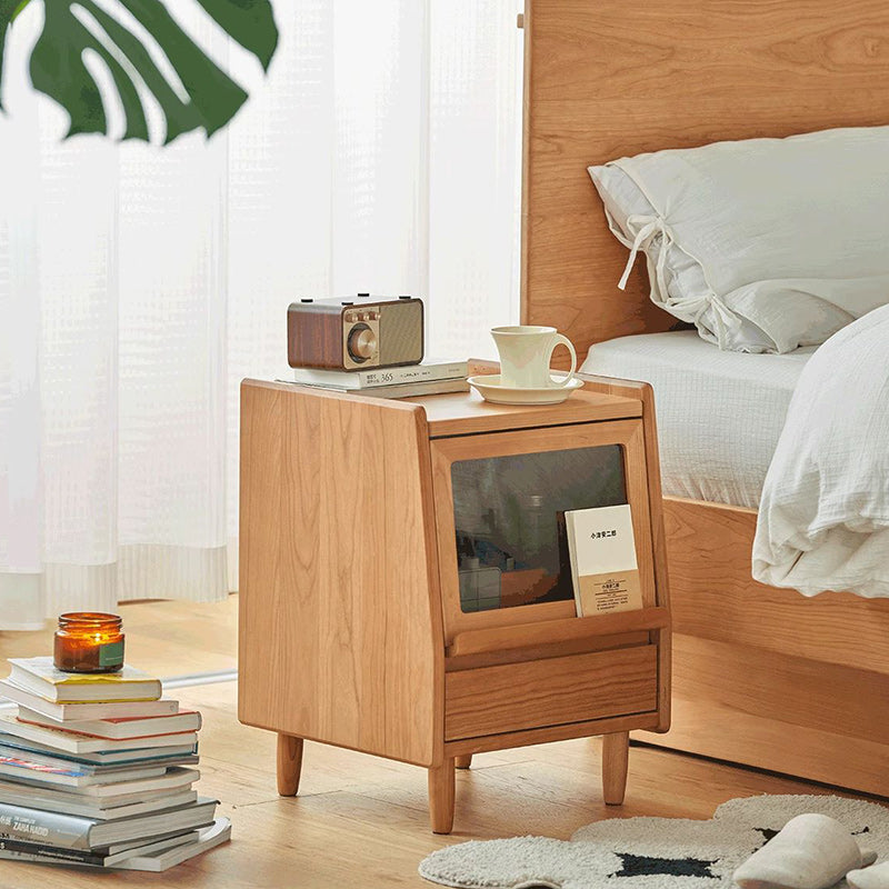 Japanese Solid Wood 2-Drawer Nightstand