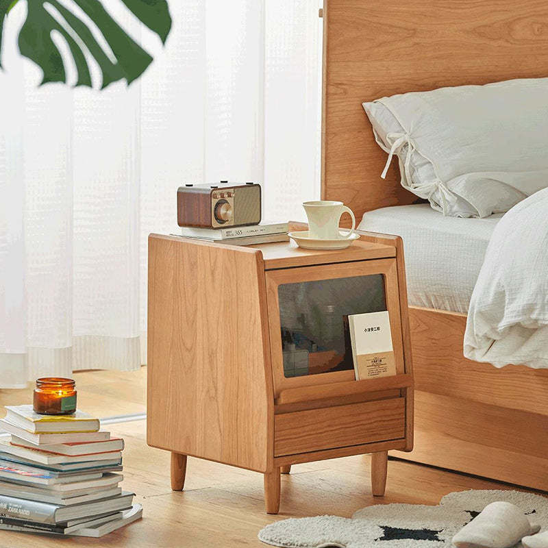 Japanese Solid Wood 2-Drawer Nightstand
