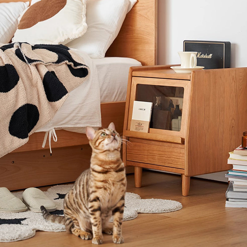 Japanese Solid Wood 2-Drawer Nightstand
