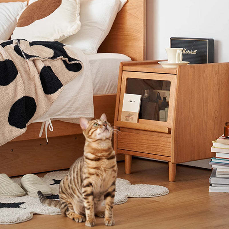 Japanese Solid Wood 2-Drawer Nightstand