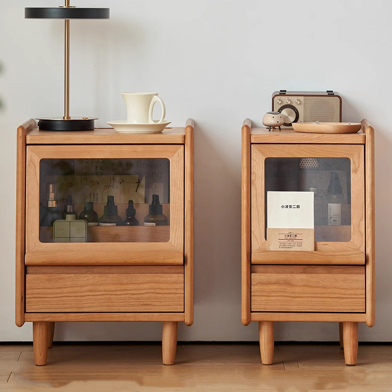Japanese Solid Wood 2-Drawer Nightstand