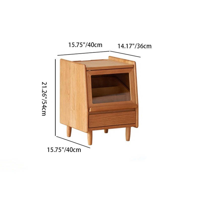 Japanese Solid Wood 2-Drawer Nightstand