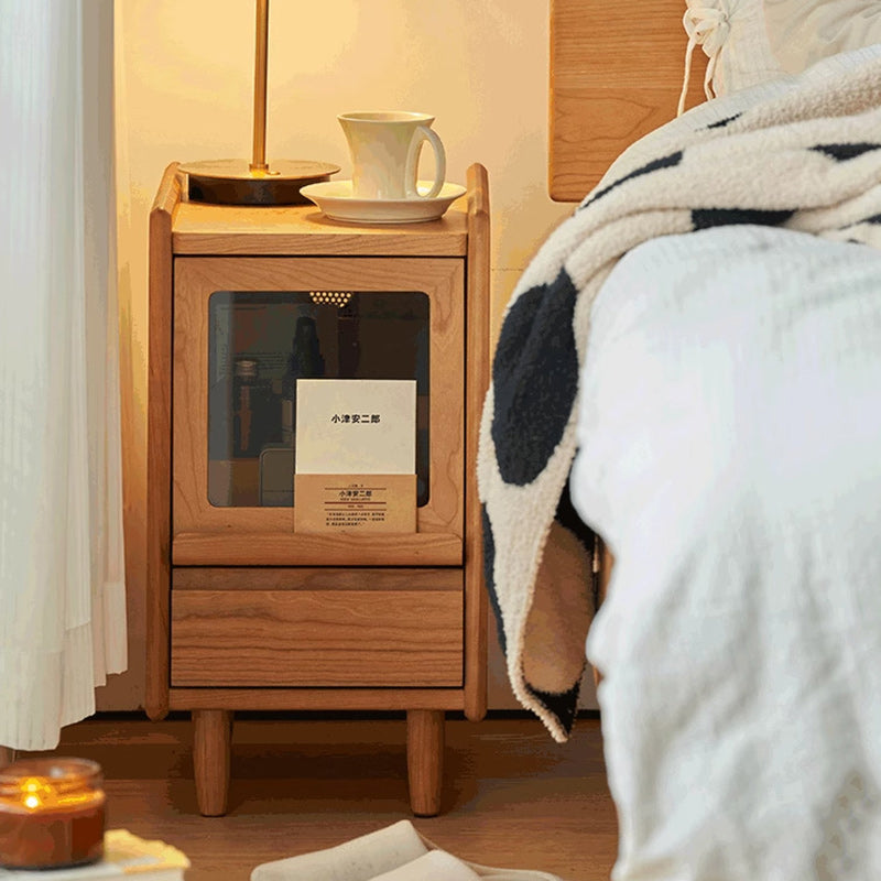 Japanese Solid Wood 2-Drawer Nightstand