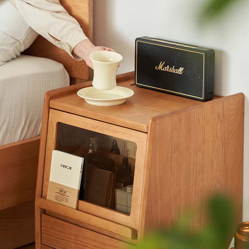 Japanese Solid Wood 2-Drawer Nightstand