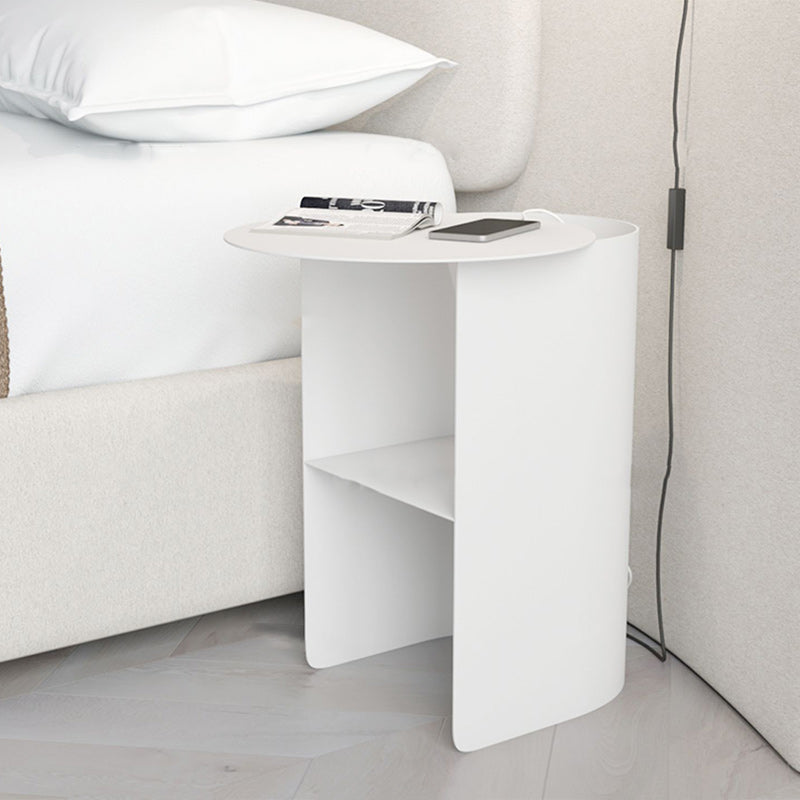 Minimalist Iron 2-Tier Nightstand — White