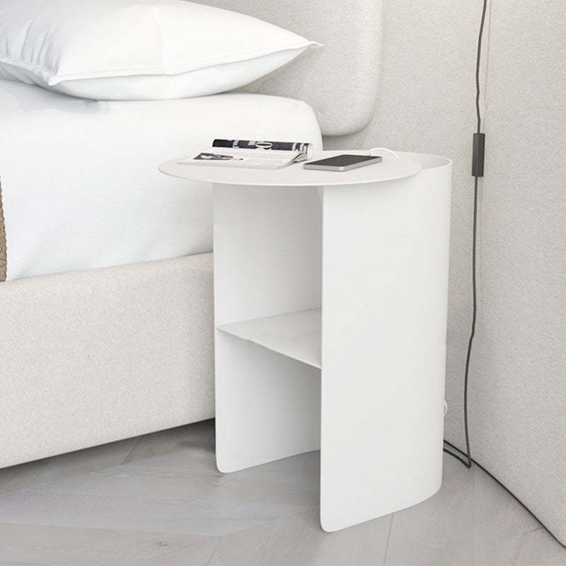 Minimalist Iron 2-Tier Nightstand — White